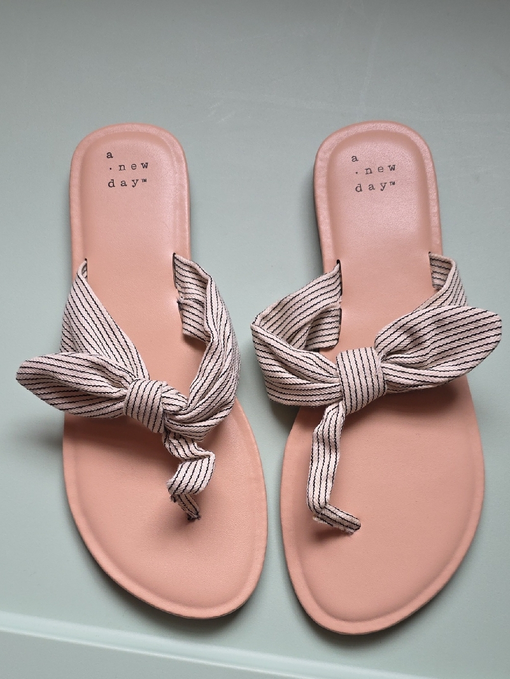 A new day White Striped Knot-Top Sandals - Women's 7